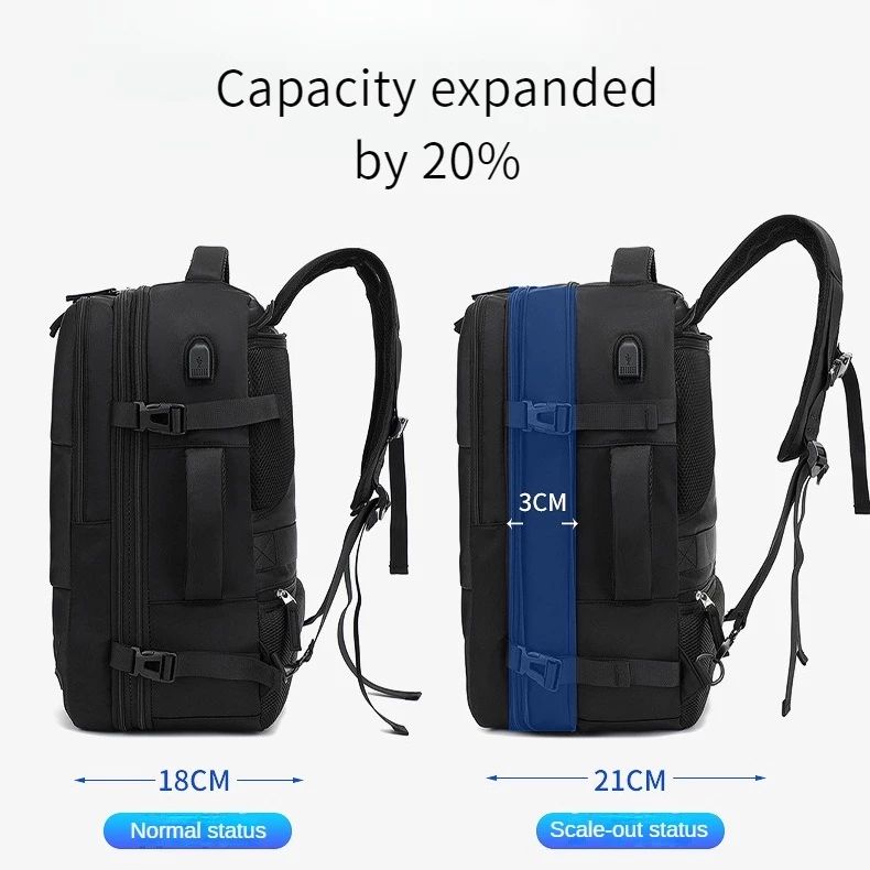 40L Travel bagpack Expandable waterproof Carry on backpack Laptop 15.6 inch